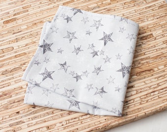 Small Cloth Napkins - Set of 4 - (N8524) - Grey StarsOutline Modern Reusable Cotton Fabric Napkins