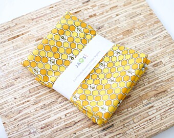 Large Cloth Napkins - Set of 4 - (NJ028) - Honeycomb Honeybee Reusable Fabric Napkins