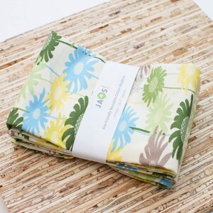 Large Cloth Napkins - Set of 4 - (N1087) - Green Daydream Flower Modern Reusable Fabric Napkins