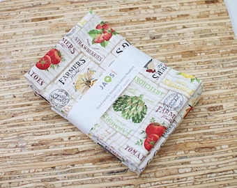 Large Cloth Napkins - Set of 4 (NF892) - Farmer's Market Vegetables Reusable Fabric Napkins