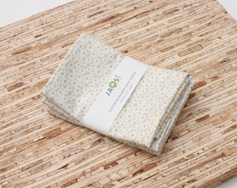 Small Cloth Napkins - Set of 4 - (N6592s) - Light Gray Daisy Modern Reusable Cotton Fabric Napkins