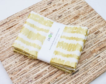 Large Cloth Napkins - Set of 4 - (N3890) - Golden Loose Stripe Metallic Modern Reusable Fabric Napkins