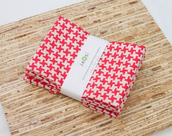 Large Cloth Napkins - Set of 4 - (N3624) - Red Houndstooth Modern Reusable Fabric Napkins