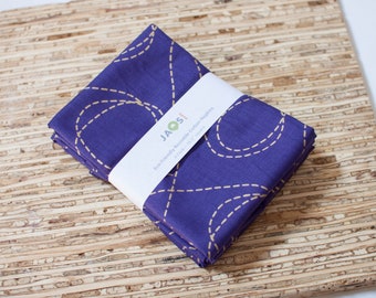 Large Cloth Napkins - Set of 4 - (N4391) - Purple Gold Dotted String Modern Reusable Fabric Napkins