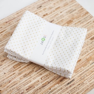 Large Cloth Napkins - Set of 4 - (N5575) - Metallic Gold Small Dots Modern Reusable Fabric Napkins