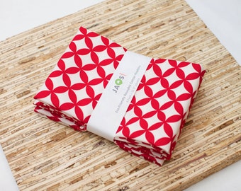 Large Cloth Napkins - Set of 4 - (N4041) - Red Geometric Modern Reusable Fabric Napkins 041