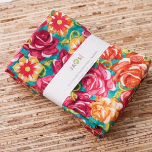 Large Cloth Napkins - Set of 4 (N6415) - Color Sugar Flowers Modern Reusable Fabric Napkins