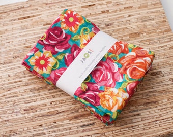 Large Cloth Napkins - Set of 4 (N6415) - Color Sugar Flowers Modern Reusable Fabric Napkins