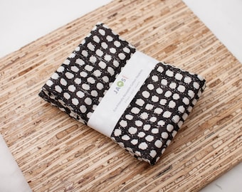 Large Cloth Napkins - Set of 4 - (N8573) - Dots on Black Modern Reusable Fabric Napkins