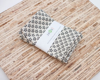 Small Cloth Napkins - Set of 4 - (N6263s) -  Black Stars on Natural Modern Reusable Fabric Napkins
