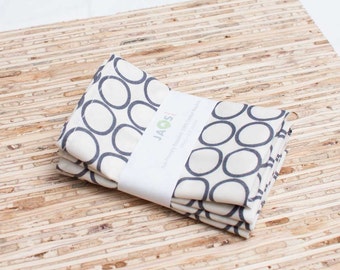 Small Cloth Napkins - Set of 4 - (N859s) - Gray Circle Modern Reusable Fabric Napkins