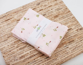 Large Cloth Napkins - Set of 4 - (N8323) - Tossed Rosebud on Pink Reusable Fabric Napkins