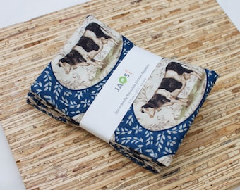 Large Cloth Napkins - Set of 4 - (N3453) - Blue Cows Farm Modern Reusable Fabric Napkins