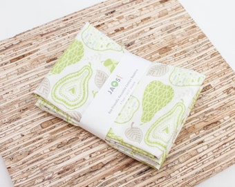 Large Cloth Napkins - Set of 4 - (N6524) - Pears Green Modern Reusable Fabric Napkins