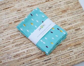 Small ORGANIC Cloth Napkins - Set of 4  (N5821s) - Gem Turquoise Modern Reusable Cotton Fabric Napkins