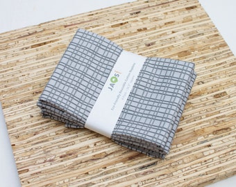 Large Cloth Napkins - Set of 4 - (N2269) - Gray Hatched Modern Reusable Fabric Napkins