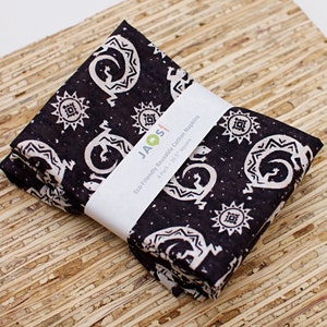 Large Cloth Napkins - Set of 4 - (NB618) - Lizards Black Reusable Fabric Napkins