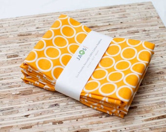 Large Cloth Napkins - Set of 4 - (N722) - Marigold Circles Modern Reusable Fabric Napkins