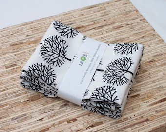 Large Cloth Napkins - Set of 4 - (NE740) - White Forest Tree Modern Reusable Fabric Napkins