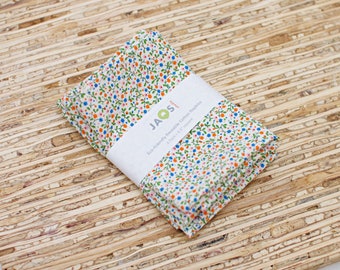 Small Cloth Napkins - Set of 4 - (NC922s) - Little Calico Floral Vine White Modern Reusable Cotton Fabric Napkins