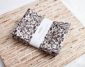 Large Cloth Napkins - Set of 4 - (N5583) - Earthy Floral Modern Reusable Fabric Napkins