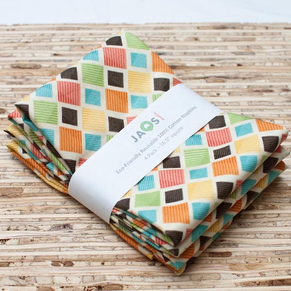 SALE - Eco-Friendly Large Cloth Napkins - Set of 4 - (N383)