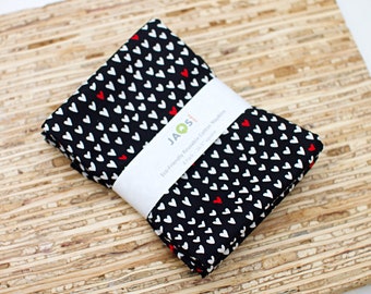 Large Cloth Napkins - Set of 4 - (ND998) - Little Hearts on Black Modern Reusable Fabric Napkins