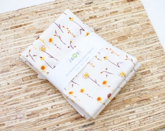 Large Cloth Napkins - Set of 4 - (ND272) - Wildflowers Cream Modern Reusable Fabric Napkins