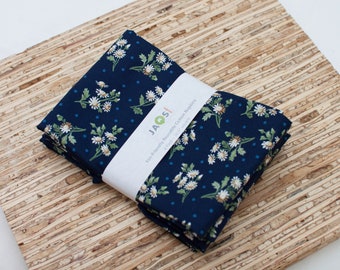 Large Cloth Napkins - Set of 4 - (N6973) - Little Floral on Navy Modern Reusable Fabric Napkins