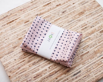 Small Cloth Napkins - Set of 4 - (N4675s) - Triangle Pink Modern Reusable Fabric Napkins