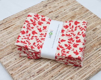 Large Cloth Napkins - Set of 4 - (N1429) - Red Leaves Modern Reusable Fabric Napkins