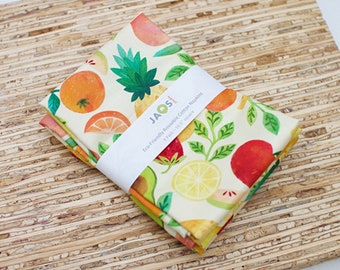 Guardanapos de tecido grandes - Conjunto de 4 (ND508) - Frutas sortidas - Guardanapos de tecido modernos e reutilizáveis