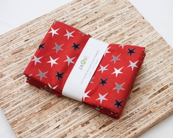 Large Cloth Napkins - Set of 4 - (N6247) - Red Stars Modern Reusable Fabric Napkins