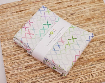 Large Cloth Napkins - Set of 4 (NB050) - Colorful Hugs Xs on White Reusable Fabric Napkins