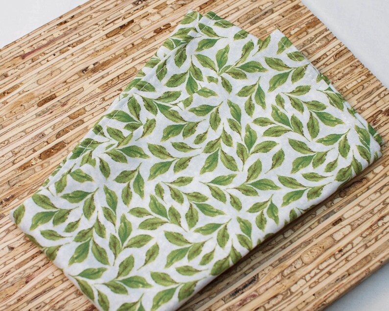 Large Cloth Napkins Set of 4 N4271 Green Aqua Leaves Etsy