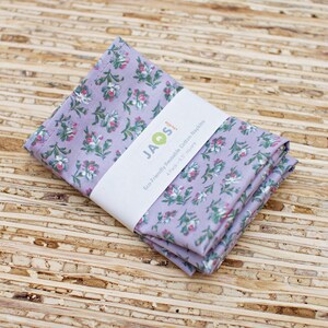 Small Cloth Napkins - Set of 4  (N6091s) - Mini Lilac Floral Modern Reusable Cotton Fabric Napkins