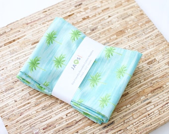 Large Cloth Napkins - Set of 4 - (NC736) -  Palm Trees Aqua Blue Reusable Fabric Napkins