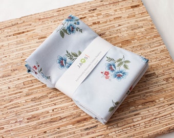 Large Cloth Napkins - Set of 4 - (N7758) - Blue Providence Floral Toss Reusable Fabric Napkins