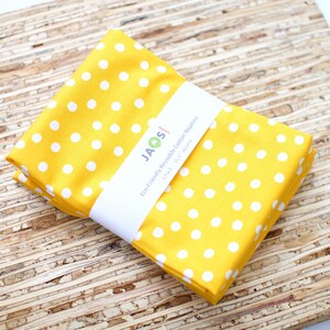 Large Cloth Napkins - Set of 4 - (NF338) - Scattered Dots on Yellow Reusable Fabric Napkins