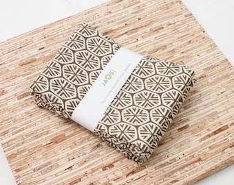 Large Cloth Napkins - Set of 4 - (N3809) - Brown Shield Geometric Modern Reusable Fabric Napkins