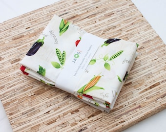 Large Cloth Napkins - Set of 4 - (N6388) - Farm Vegetables Modern Reusable Fabric Napkins