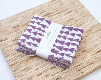 Large Cloth Napkins - Set of 4 - (N2058) - Purple Triangle Geometric Modern Reusable Fabric Napkins