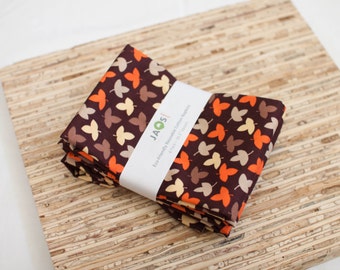 Large Cloth Napkins - Set of 4 - (N1286) - Brown Autumn Leaves Modern Reusable Fabric Napkins