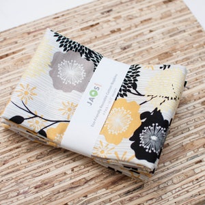 Large Cloth Napkins - Set of 4 - (N1768) - Yellow Mustard Florals Modern Reusable Fabric Napkins