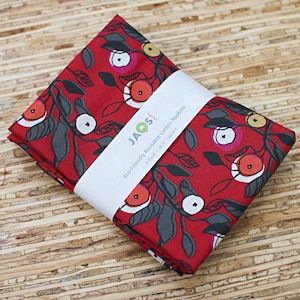Large Cloth Napkins - Set of 4 - (N7790) - Deep Red Melba Floral Modern Reusable Fabric Napkins