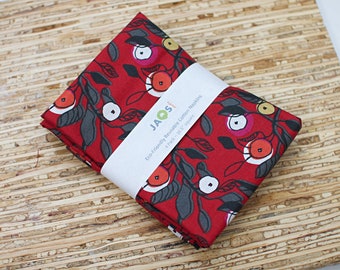 Large Cloth Napkins - Set of 4 - (N7790) - Deep Red Melba Floral Modern Reusable Fabric Napkins