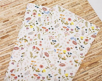 Large Cloth Napkins - Set of 4 - (NG535) - Forest Walk Floral White Modern Reusable Fabric Napkins