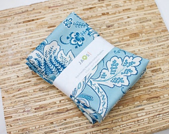 Large Cloth Napkins - Set of 4 - (NC494) - Blue Big Floral Modern Reusable Fabric Napkins