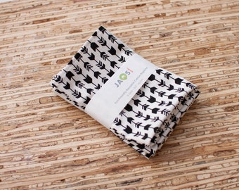 Small Cloth Napkins - Set of 4 - (N8855s) - Black Arrows Modern Reusable Cotton Fabric Napkins