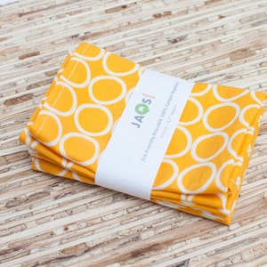 Small Cloth Napkins - Set of 4 - (N722s) -  Marigold Circles Modern Reusable Fabric Napkins